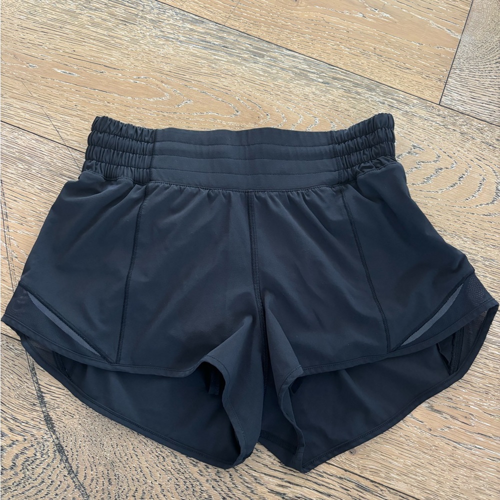 Lululemon Athletica Black Athletic Shorts with Curved Hem